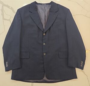 VTG 100% Virgin Wool Single Breasted Classic Navy Blazer Sports Jacket Size 46R